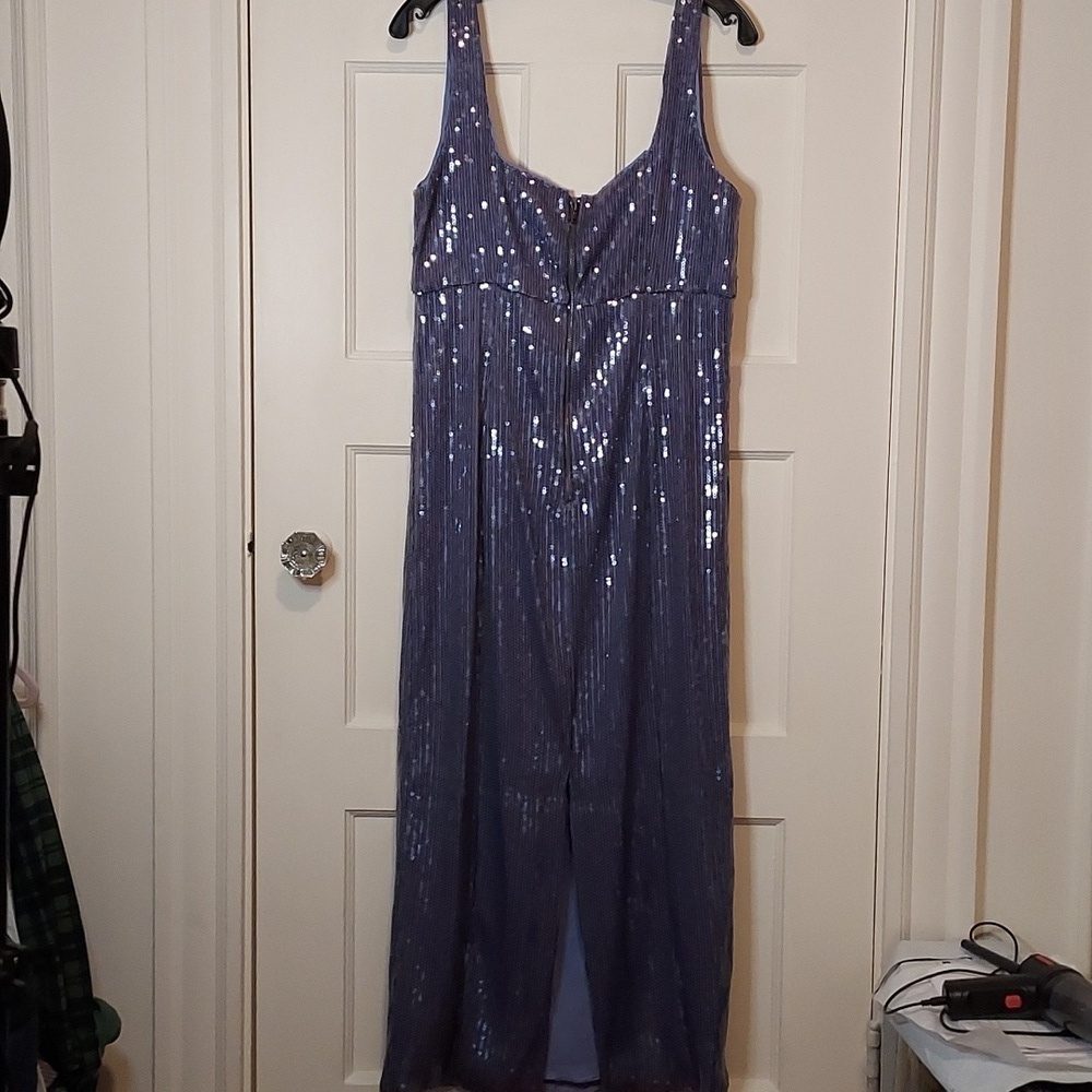 Pilcro Sequin Slim Midi Dress in Blue/Silver - Picture 11 of 16